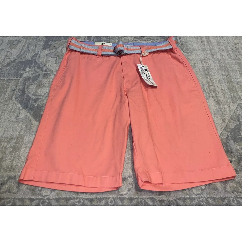 New‎ Islandia Mens Shorts Size 32 Flamingo Pink Cotton With Belt